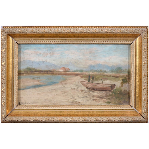 847 - Edward Clark Churchill Mace (1863-1928) - Landscape, signed, oil on board, 16 x 29cm; a pair of wate... 