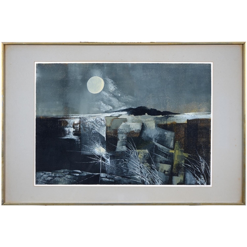 851 - Kenneth Longcake, late 20th century - Winter Landscape by Moonlight, signed and dated 80, gouache, 4... 