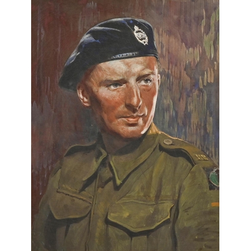 866 - English School, mid-20th century - Portrait of a Royal Tank Regiment Solider, probably World War Two... 