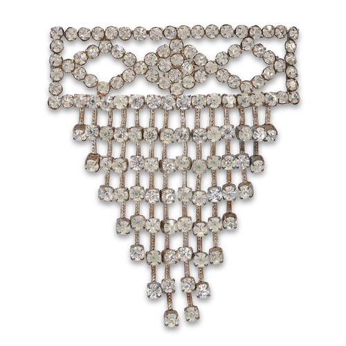 150 - A belle epoque paste stomacher brooch, 104mm h