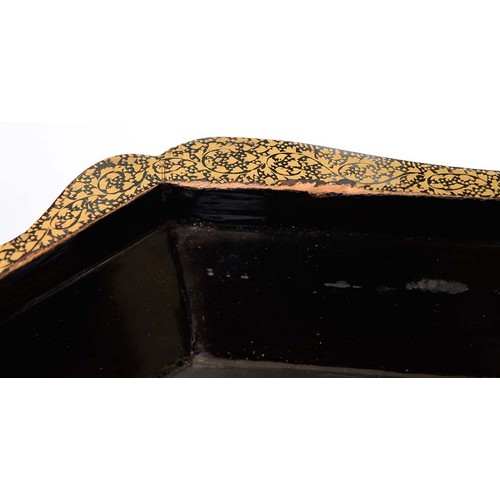 634 - A Chinese export black and gold lacquer games box, c1840, the interior fitted with seven boxes and c... 