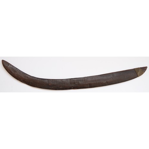 659 - An Australian Aboriginal boomerang, 19th c, bound at one end, 71cm l