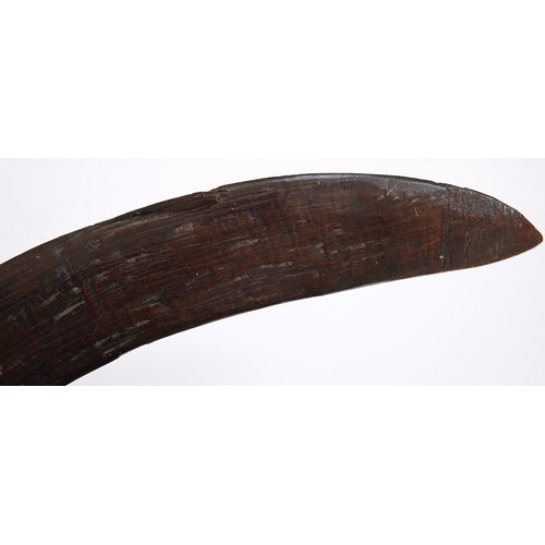 659 - An Australian Aboriginal boomerang, 19th c, bound at one end, 71cm l