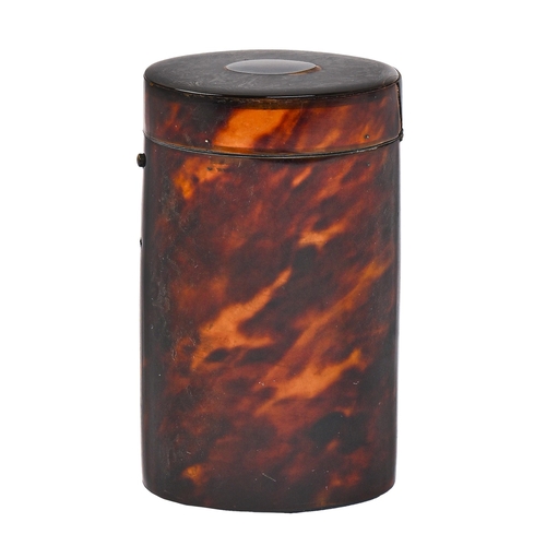 743 - A tortoiseshell case, early 19th c, with hinged lid, 11.5cm h; 6.5 x 4.5cm