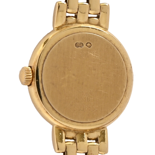 145 - A Longines 18ct gold lady's wristwatch, quartz movement, 19mm diam, on maker's 18ct gold bracelet wi... 