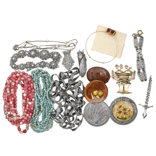 181 - Miscellaneous costume jewellery, including silver articles