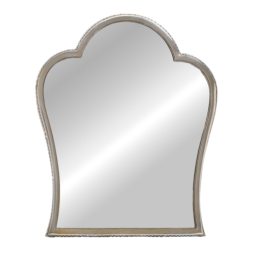 311 - A French silver gilt dressing table mirror, early 20th c, backed on wood with shaped gilt brass stru... 