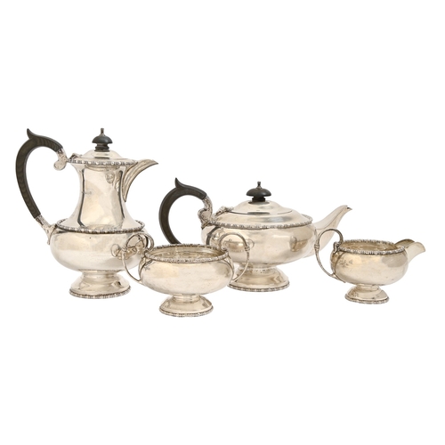 324 - An Elizabeth II silver tea service, lidded jug 20.5cm, by Walker & Hall Ltd, Sheffield 1962-64, ... 