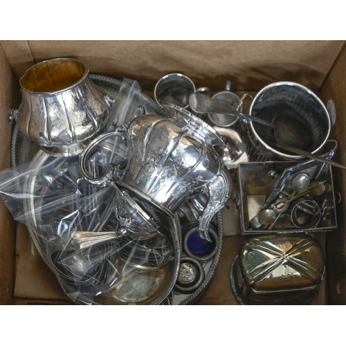 342 - Miscellaneous EPNS and other metalware, including a Victorian teapot and sugar bowl, entree dish and... 