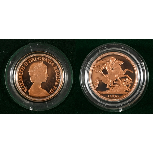 375 - Gold coin. Proof Sovereign 1980
