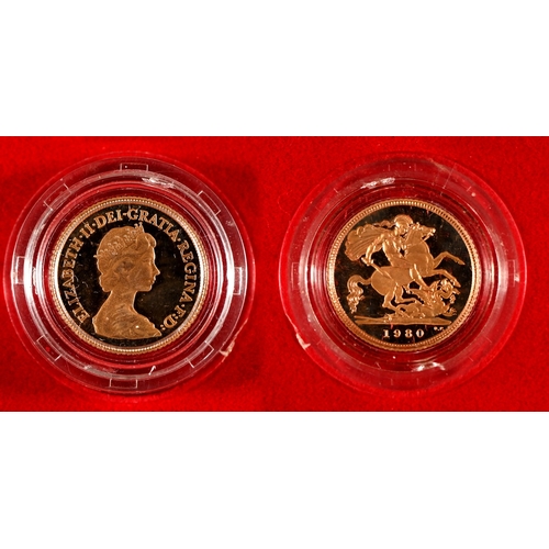376 - Gold coin. Proof Half Sovereign 1980