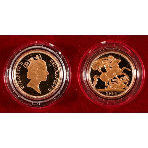 377 - Gold coin. Proof Sovereign 1988