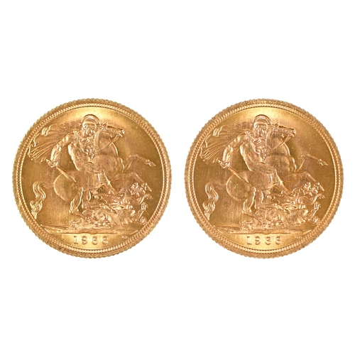 384 - Coins. Elizabeth II gold Sovereigns, 1966, almost BU (2)