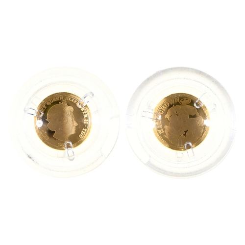 387 - Fine gold coin. Tristan da Cunha Half Crown 2009, 0.5g