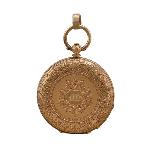 34 - A Swiss 18ct gold lever lady's watch, movement marked Baume Geneve, 34709, in engraved and engine tu... 