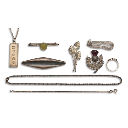 142 - A Danish Modernist silver brooch, 75mm l, maker's mark indistinct, import marked, London 1965 and mi... 