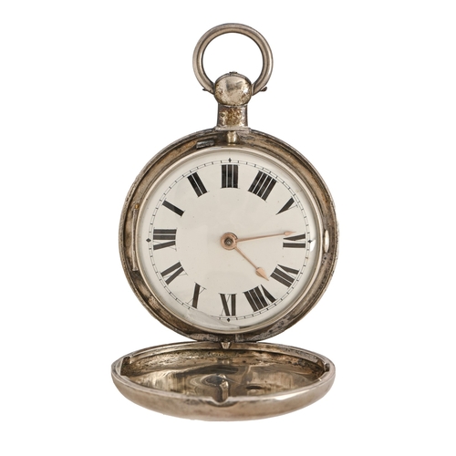 145A - A silver hunting cased lever watch, William Nadauld, London, No 3440, with finely pierced engraved b... 