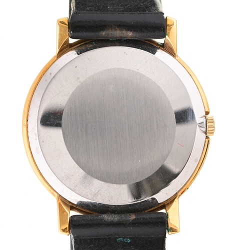 148 - An Omega gold-plated gentleman's wristwatch, 1974, Ref 1519F, stainless steel back, 31mm diam, leath... 