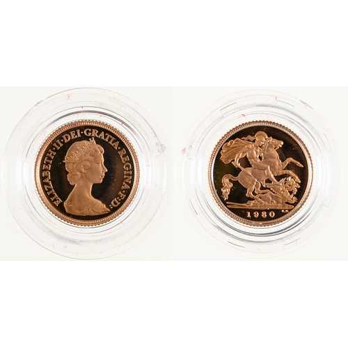 154 - Gold coin. Proof Half Sovereign 1980, cased