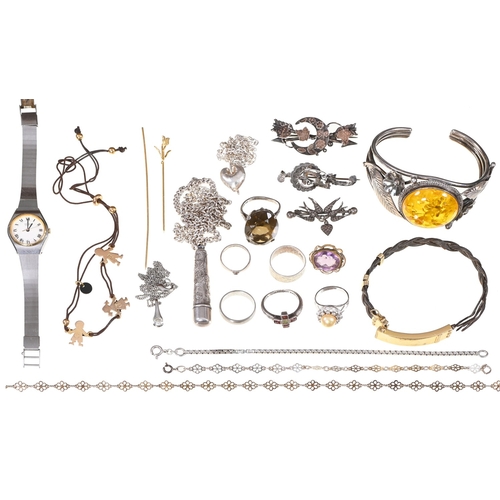 158 - Miscellaneous silver and other jewellery, Victorian and later, etc