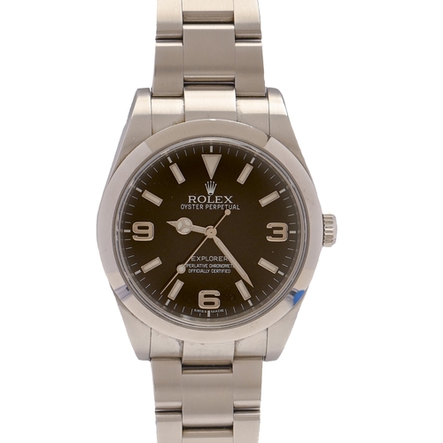 167 - A Rolex stainless steel gentleman's wristwatch, Oyster Perpetual Explorer, Ref 214270, No G765280, c... 