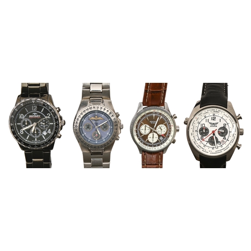 171 - Four Rotary and other stainless steel gentleman's chronograph wristwatches, various sizes... 