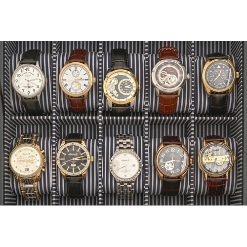 173 - Ten Bulova and other gentleman's wristwatches, self-winding or quartz movements, 42mm and circa... 