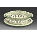 A pearlware pierced basket and stand, c1820, transfer printed in black ...