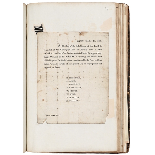 166 - Eton. A folio scrapbook, early 19th c and later, mostly town and college, some Windsor and material ... 