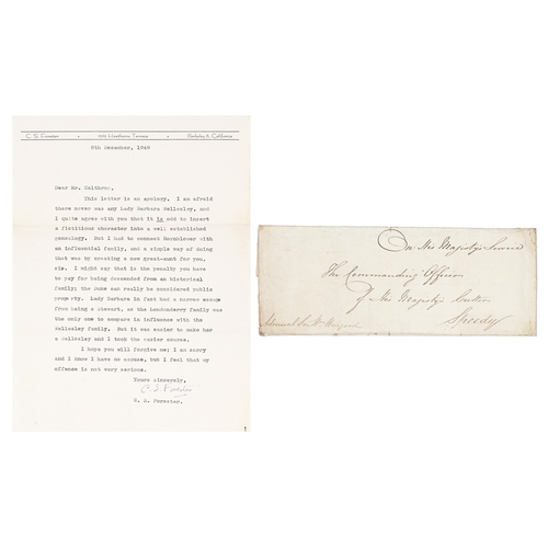 184 - Royal Navy. C.S. Forester (pseud. of Cecil Louis Troughton Smith; 1899-1966), TLS addressed to a Mr ... 