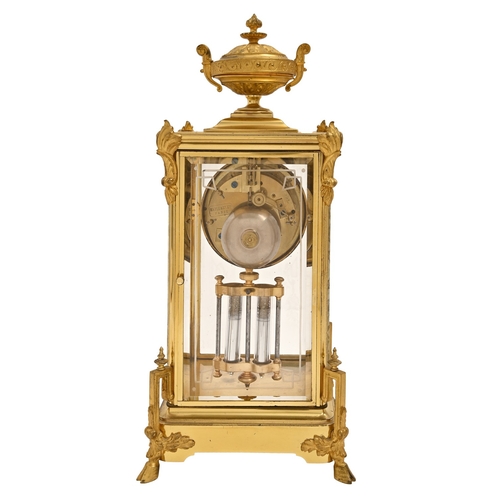 570 - A French gilt brass four-glass clock, Maple & Co Ltd, Paris, c1900, the movement with visible Br... 