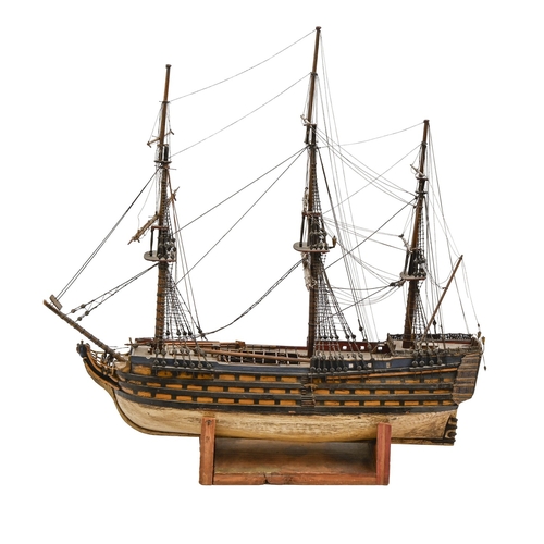 574 - A painted wood model of Nelson's flagship HMS 