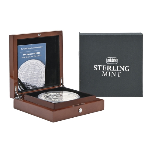 58 - Fine silver. Proof commemorative Heroes of 2020 Medal, 1kg, cased