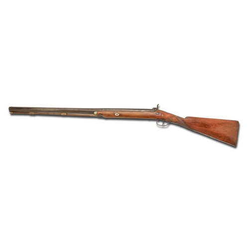 582 - An English 12-bore percussion half-stock sporting gun, mid 19th c, the barrel octagonal at the breac... 