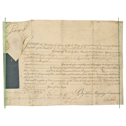 588 - British Army. Andrew Wallace, his three commissions, dated 1798-1803, as Ensign and Lieutenant in 34... 