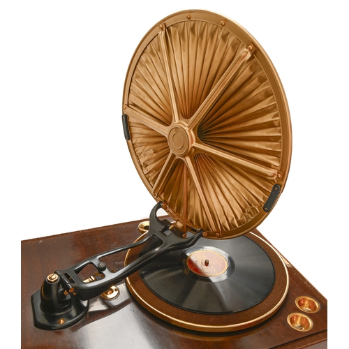 602 - An HMV Lumiere pleated diaphragm Table Grand gramophone, Model 460, c1925, with gold plated fittings... 