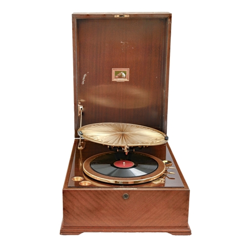 602 - An HMV Lumiere pleated diaphragm Table Grand gramophone, Model 460, c1925, with gold plated fittings... 