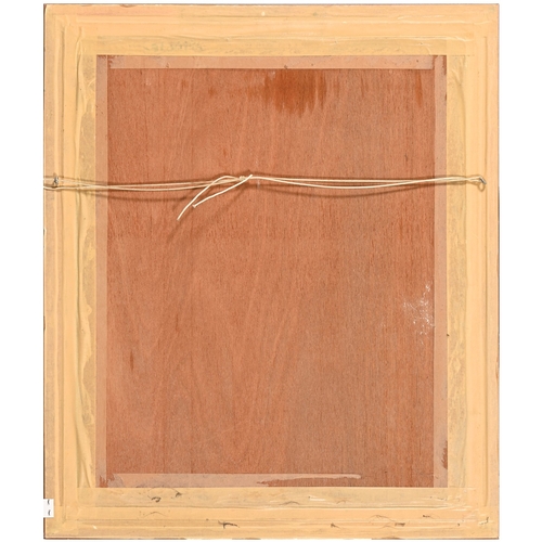 720 - English School, c 1860 - Portrait of a Lady, half-length, seated, wearing lace-trimmed black silk an... 