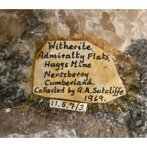 569 - Witherite, Admiralty Flats, Haggs Mine, Nentsberry, Cumbria, 120mmProvenance: R A Sutcliffe, 1969... 