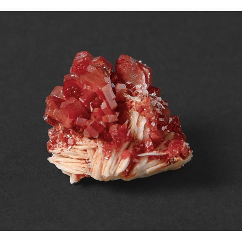585 - Vanadinite on Baryte, Mines d'Aouli, Morocco, 52mm, seven other mostly larger specimens of Vanadinit... 