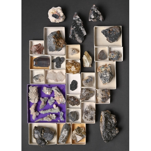 586 - Cumbrian minerals. Linarite with Cerussite, Red Gill Mine, Caldbeck Fells, 133mm, Hematite and Quart... 