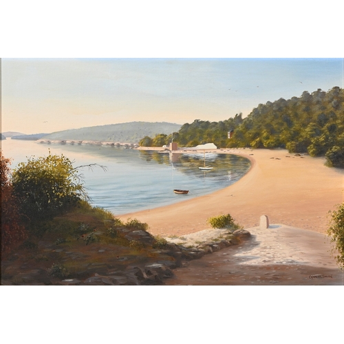 683 - Philip Kilner, 20th century - The Water Mill, signed, oil on canvas, 49 x 74cm and A Sandy Bay by Ch... 