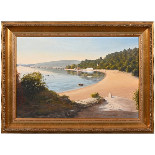 683 - Philip Kilner, 20th century - The Water Mill, signed, oil on canvas, 49 x 74cm and A Sandy Bay by Ch... 
