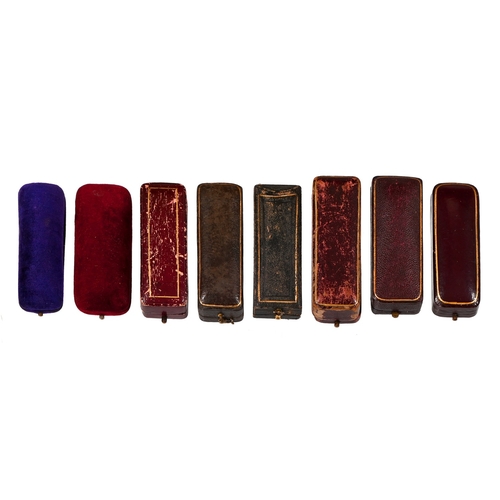 19 - Eight Victorian and early 20th c leather and other stickpin cases