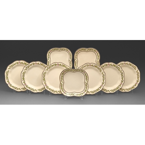 263 - A Wedgwood creamware dessert service, 1872 and 1884, the rim painted with oak branches and acorns, 2... 