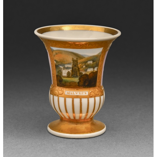 301 - A fine and rare Chamberlain Worcester miniature vase, c1820, of campana shape, painted with a named ... 