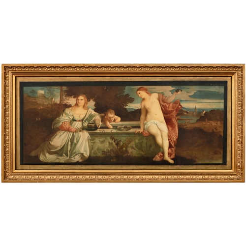 608 - Norberto Pazzini (1856-1937) after Titian - Sacred and Profane Love,&nbsp;black- and gilt-ruled trom... 