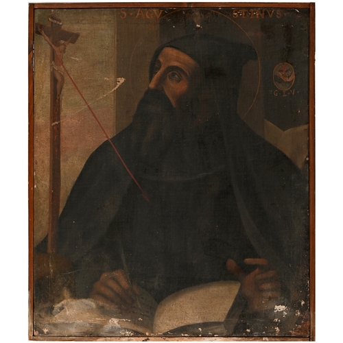 647 - North European School, 17th/18th century - Portrait of Saint Augustine, half-length, wearing a habit... 