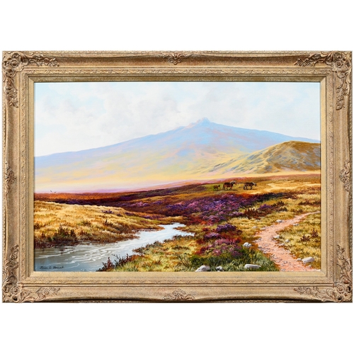 649 - Brian Horswell (b. 1939) - Horses in Bellever Forest; Ponies on a Moor, two, signed, oil on canvases... 