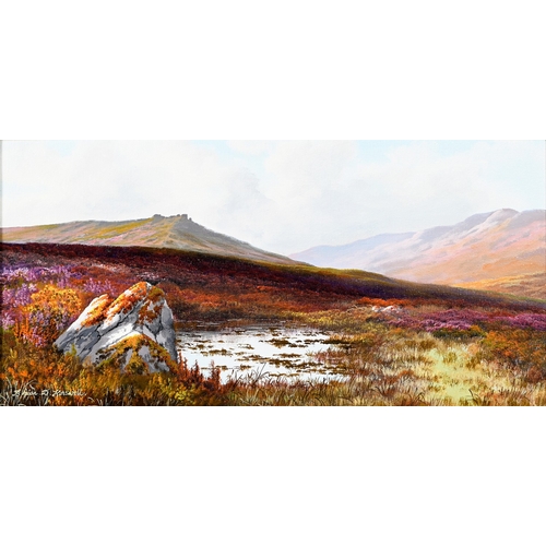 652 - Brian Horswell (b. 1939) - Moorland in Springtime, signed, oil on canvas, 24.5 x 50cm... 